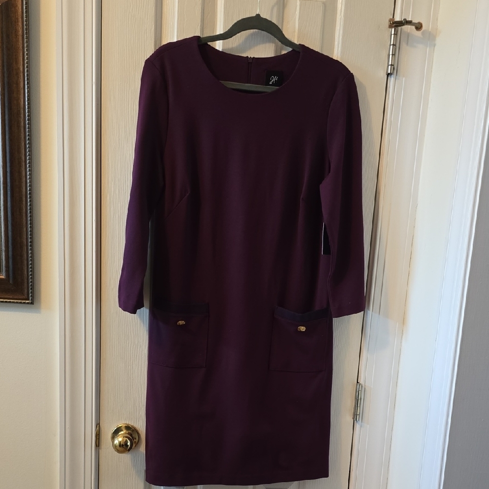 JH DESIGN BRAND WOMEN'S PLUS SIZE LONG SLEEVES PURPLE DRESS SIZE 14